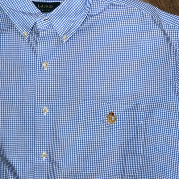 Lauren Ralph Lauren • Blue Gingham Plaid Short Sleeve Button Down - Picture 4 of 8